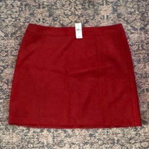 Ann Taylor LOFT Red Suede Skirt Size 16 New